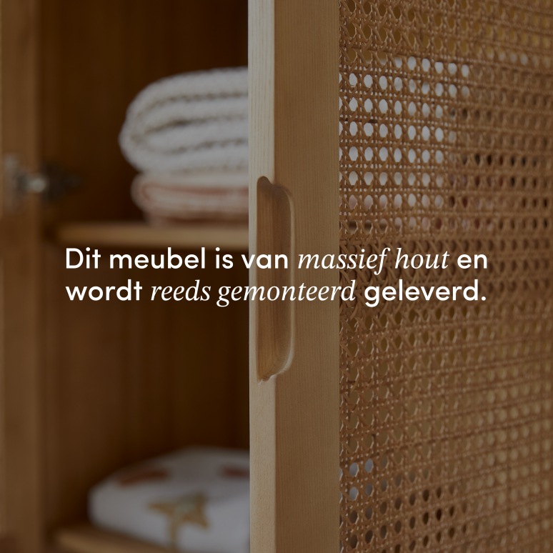 Luis - Garderobekast voor de hal van massief iepenhout en webbing