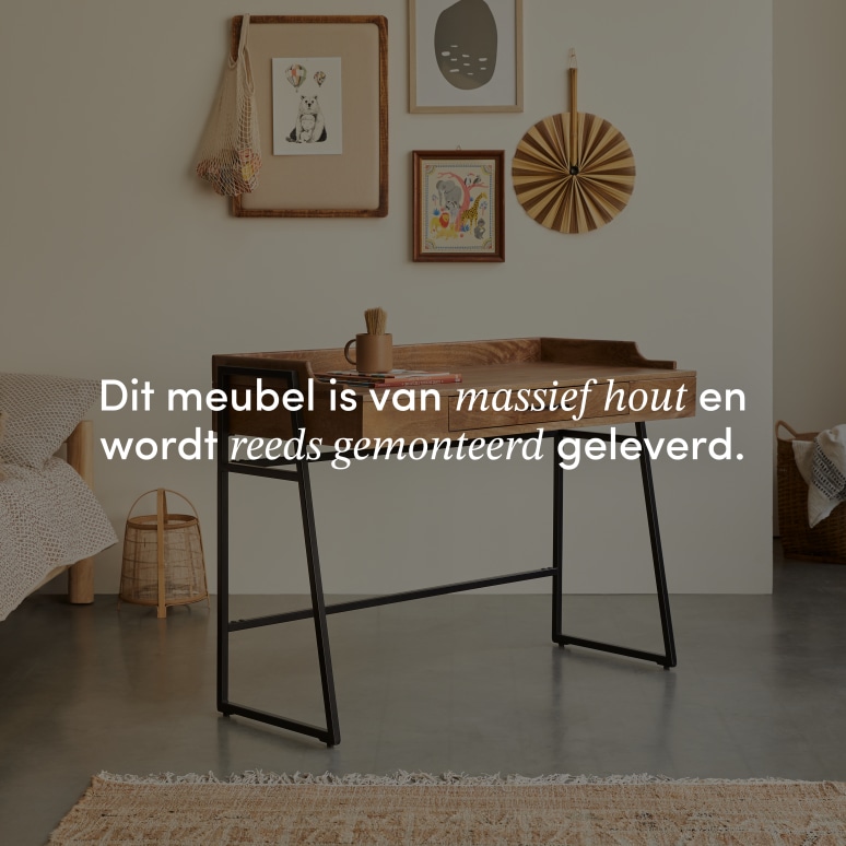 Hedda - Kinderbureau van massief mangohout en metaal