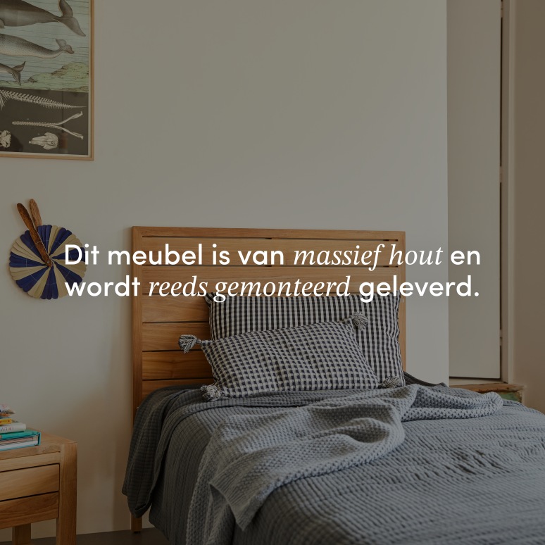 Minimalys - Hoofdbord voor kinderkamer van massief teakhout 95 cm