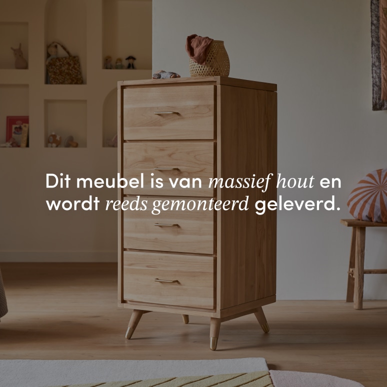 Kort - Kindercommode van massief teakhout