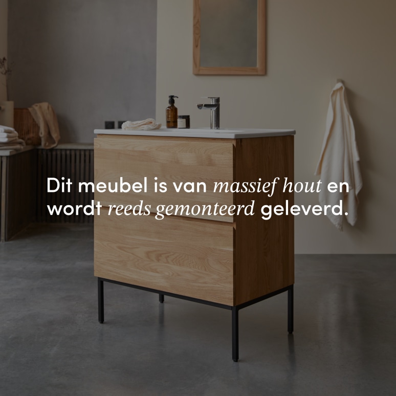 Nova - Badkamermeubel van massief eiken en keramiek 80 cm