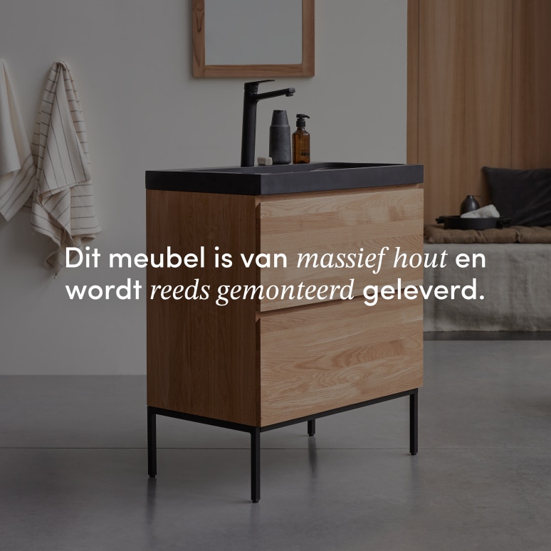 Nova - Badkamermeubel van massief eiken en lavasteen 80 cm