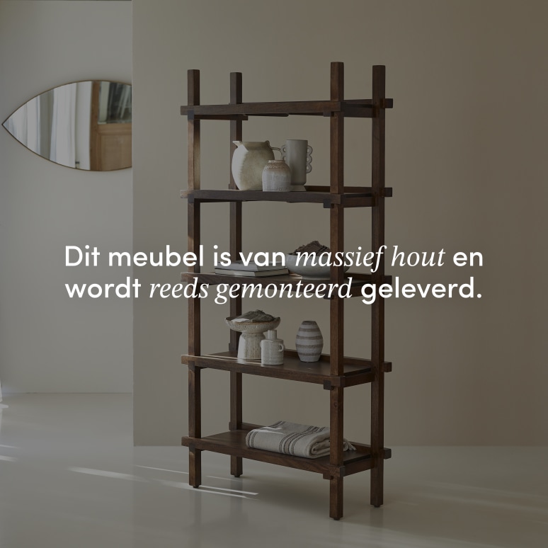 Arko - Hoge boekenkast van massief mangohout