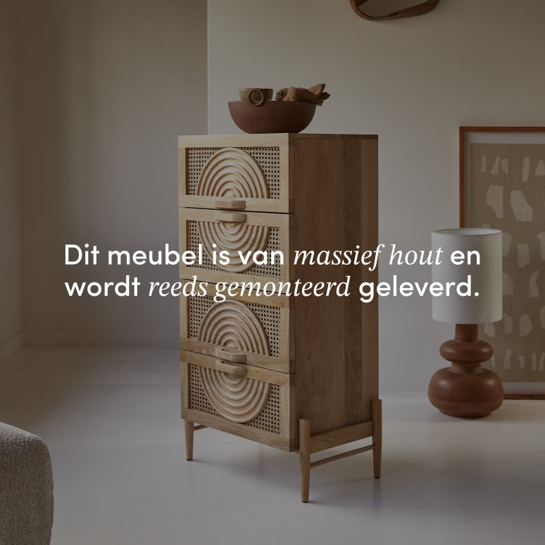 Sina - Ladekast voor de hal van massief mangohout en rotan