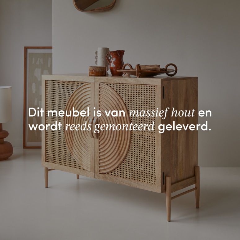 Sina - Buffetkast van massief mangohout en rotan 115 cm