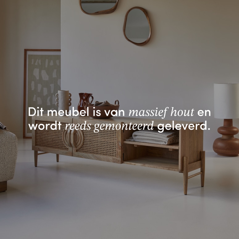 Sina - Tv-meubel van massief mangohout en rotan 145 cm