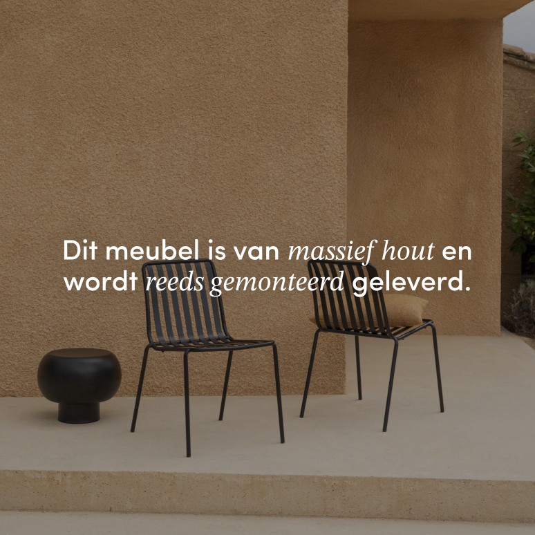 Téo - Tuinset van massief teakhout en zwart metaal 6 plaatsen