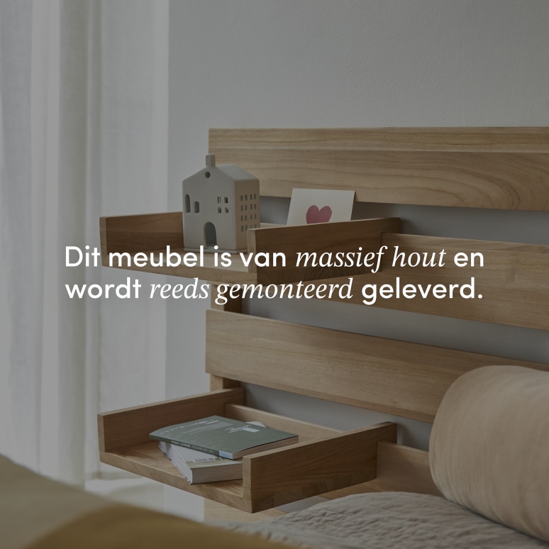 Urbain - Hoofdbord in massief teakhout met 2 planken 180 cm