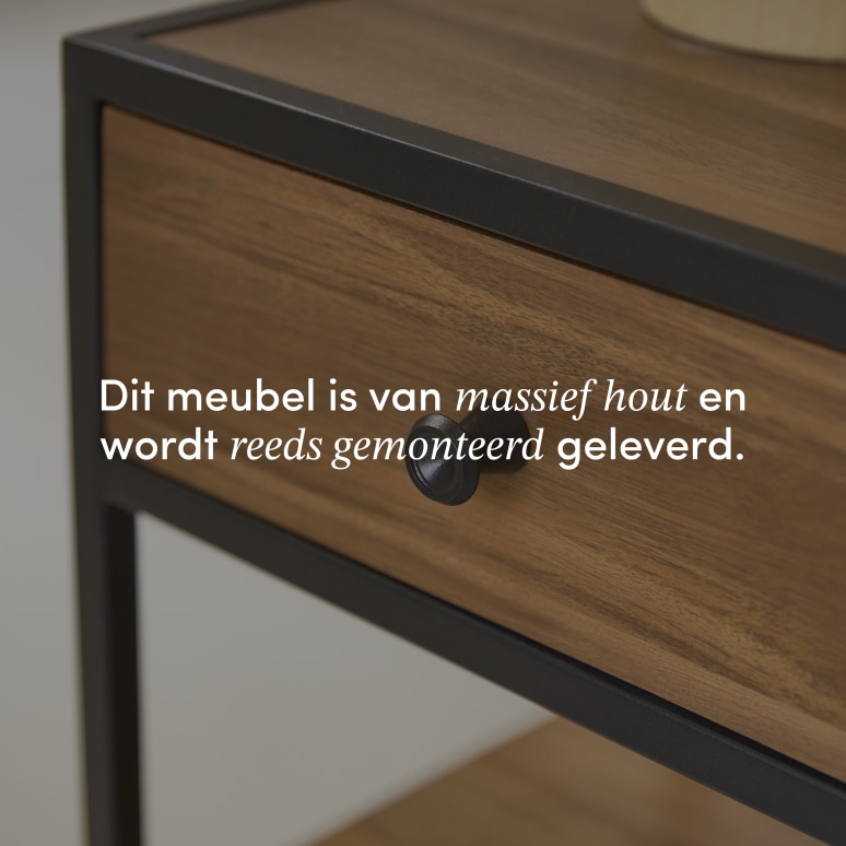 Agra - Nachtkastje in massief acacia en metaal