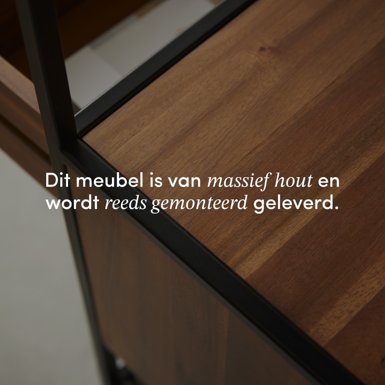 Agra - Nachtkastje in massief acacia en metaal