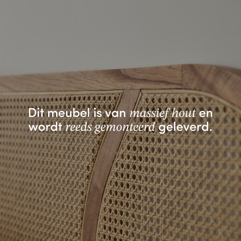 Billie - Hoofdbord van massief mindihout en rotan vlechtwerk 200 cm