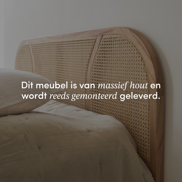 Billie - Hoofdbord van massief mindihout en rotan vlechtwerk 160 cm