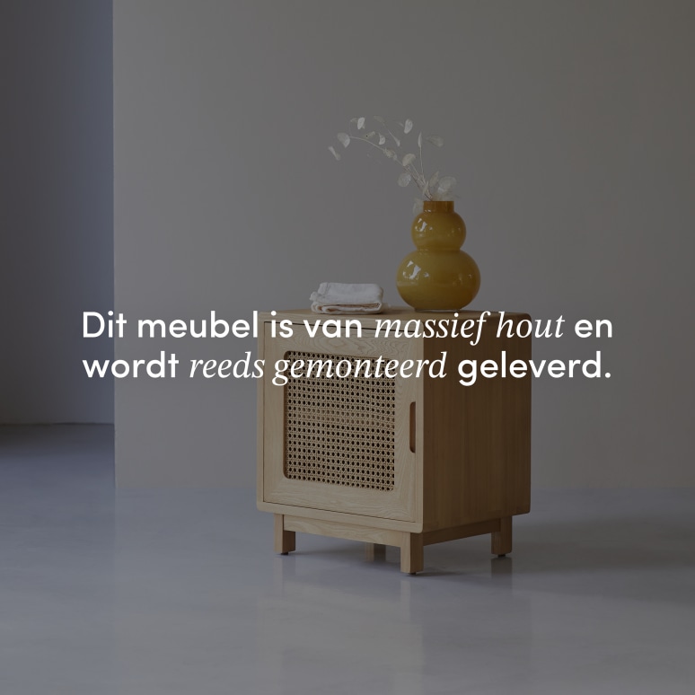 Luis - Nachtkastje van massief iepenhout en vlechtwerk