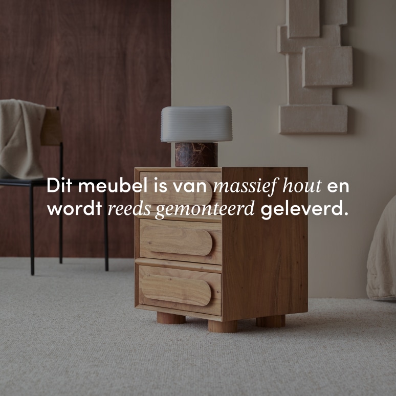 Olga - Nachtkastje van massief acacia met 3 laden