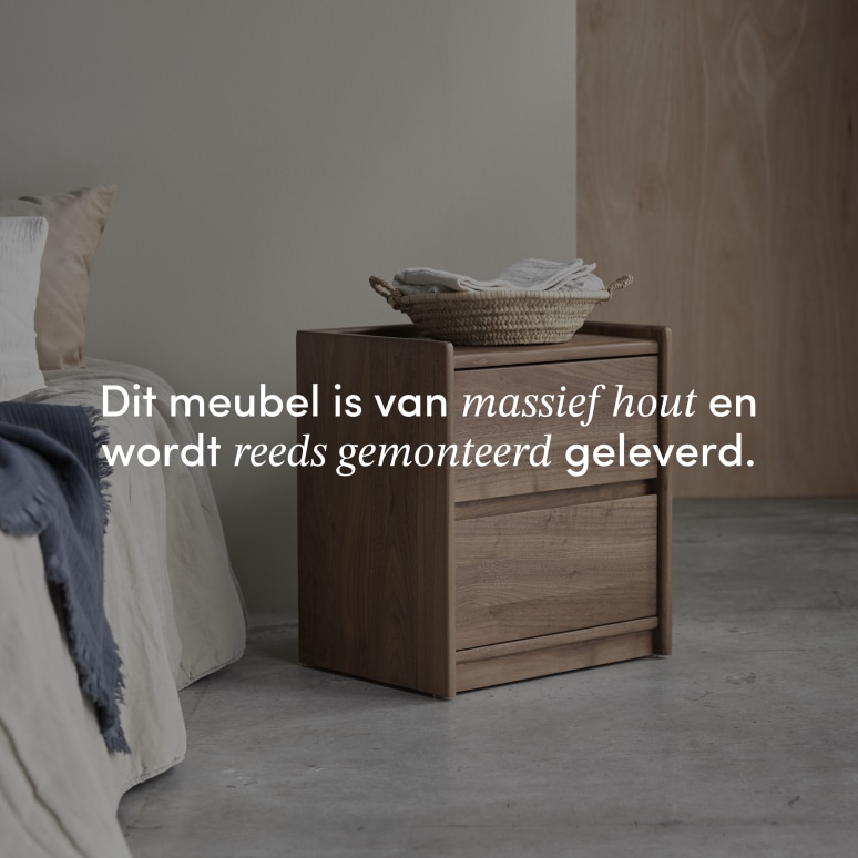 Arto - Nachtkastje van massief notenhout met 2 laden