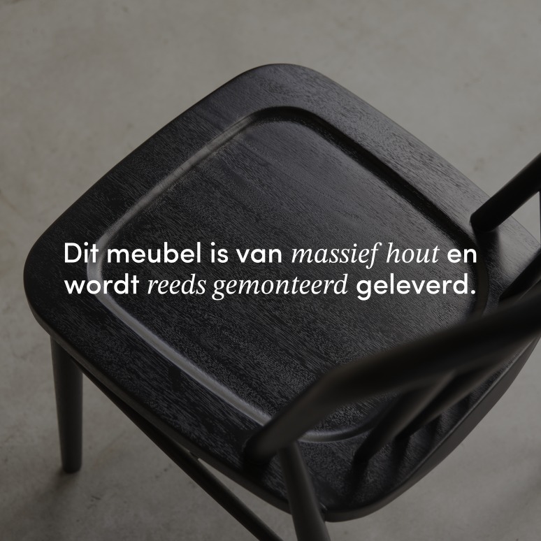 Leonor - Stoel met spijlen van zwart massief acaciahout