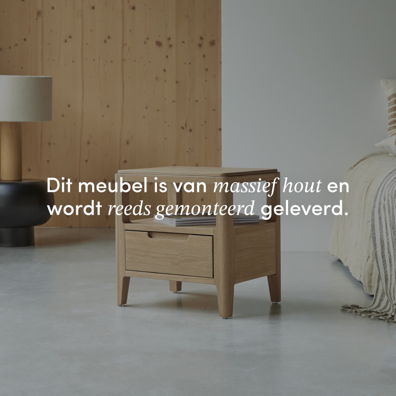 Arto - Nachtkastje van massief eikenhout met 1 lade