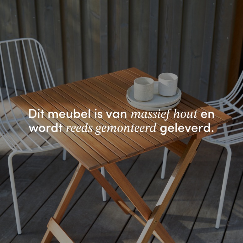 Bistro - Tuinset van massief acaciahout en metaal white, 2 stoelen