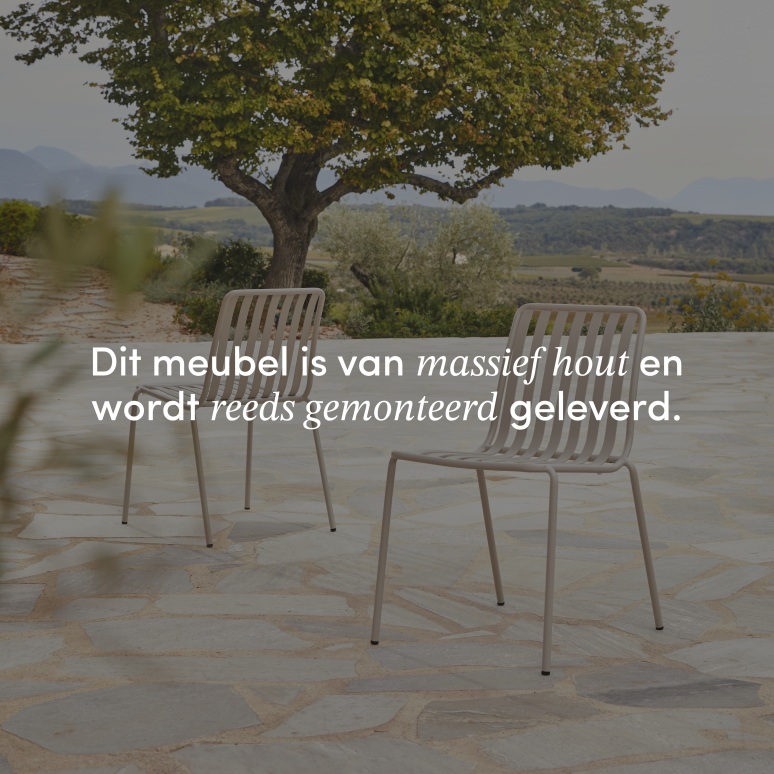 Téo - Tuinset van massief teakhout en crème metaal 6 plaatsen