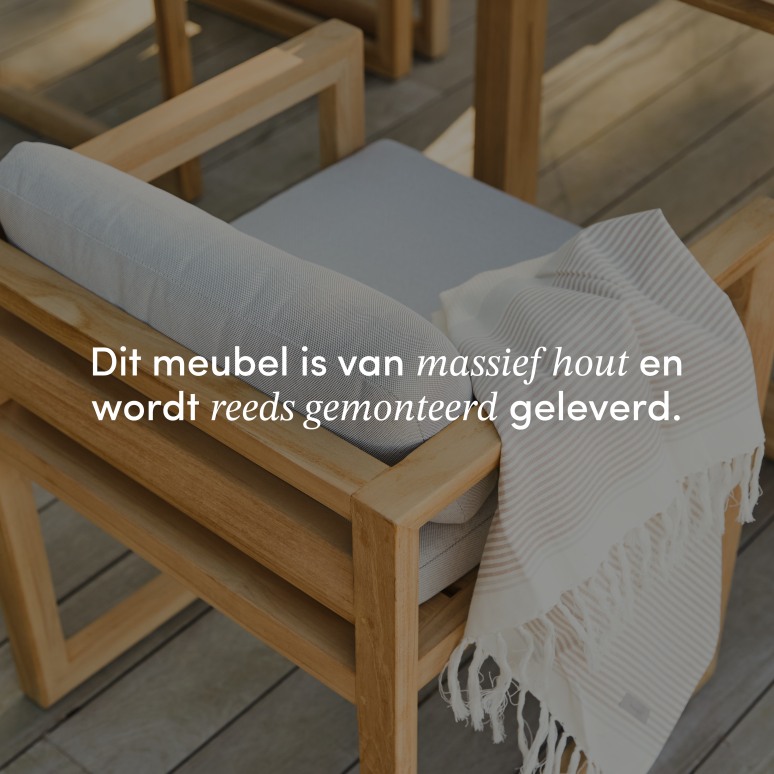 Noah - Massief teakhouten tuinset met 6 stoelen