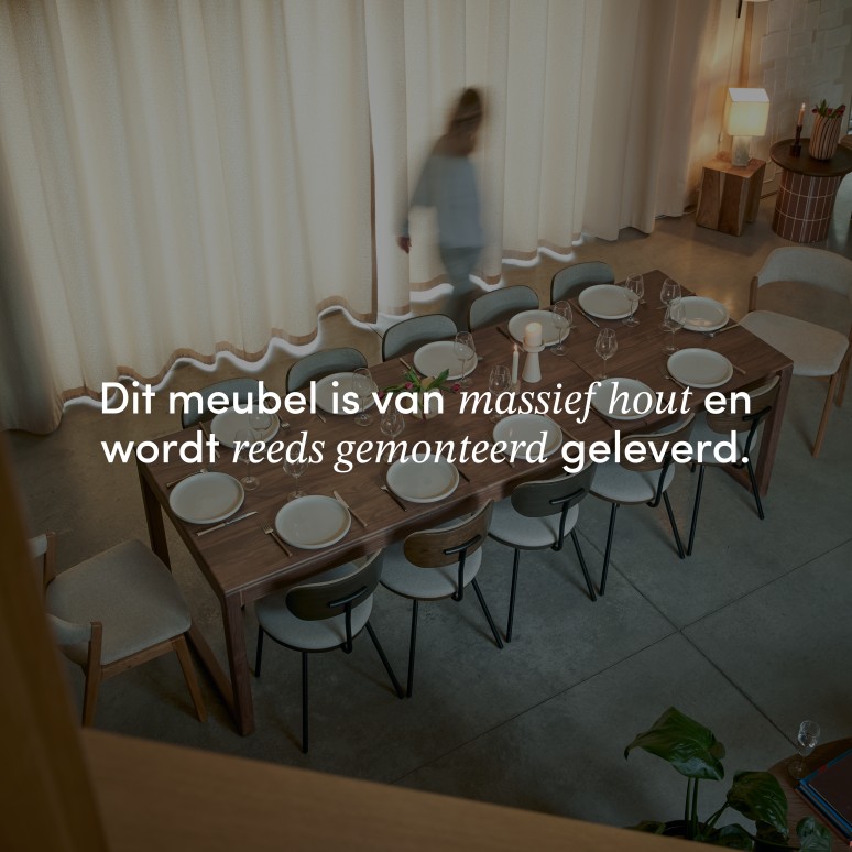Arto - Uitschuifbare tafel in massief notenhout voor 6-12 pers.