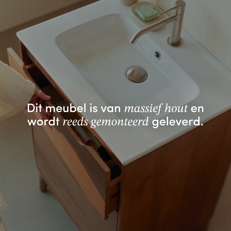 Gabrielle - Badkamermeubel in massief mangohout en keramiek 60 cm