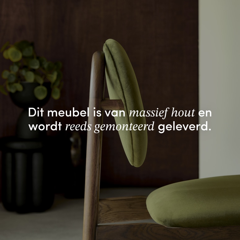 Olive - Stoel in massief eikenhout en groen fluweel