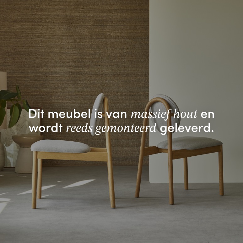 Olive - Stoel in massief eikenhout en grijze wollen stof