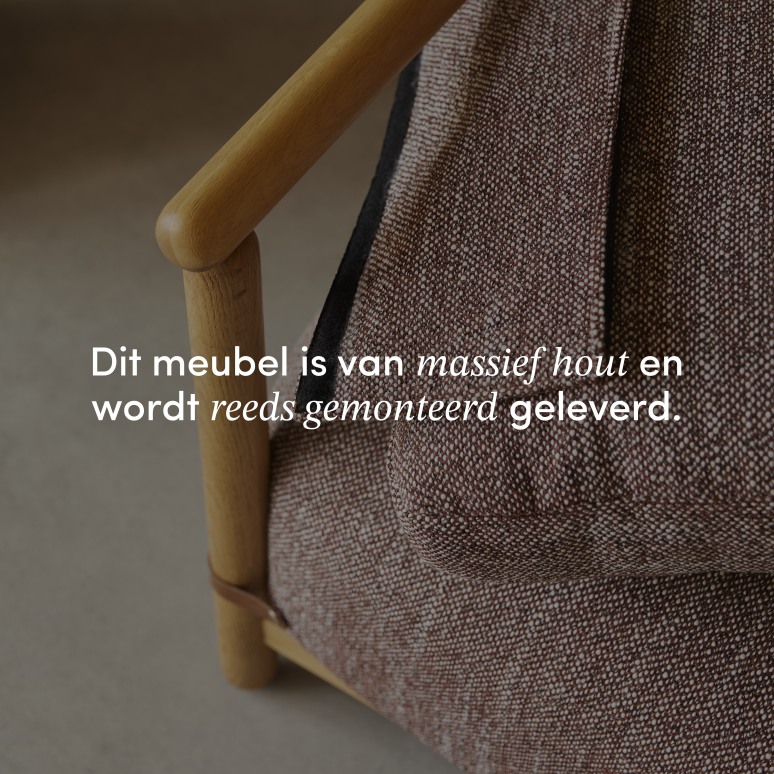 Sam - Fauteuil in massief eikenhout en gevlamde stof