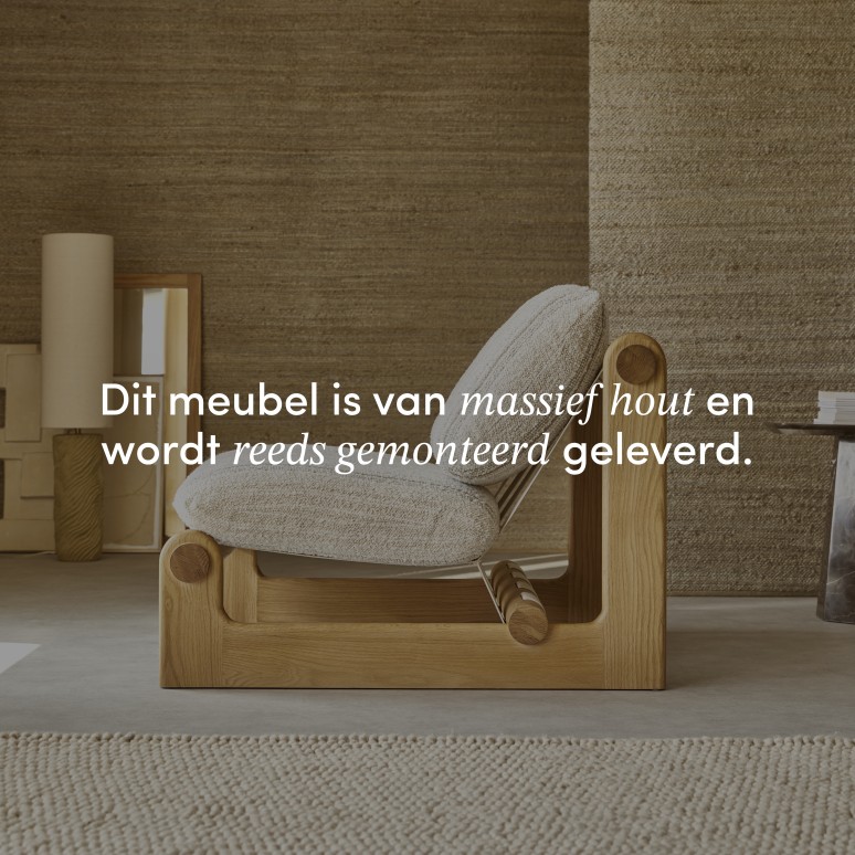 Aimé - XL fauteuil van massief eikenhout en beige stof