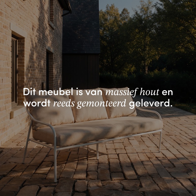 Luca - 5-zits loungeset in écrukleurige stof en wit metaal