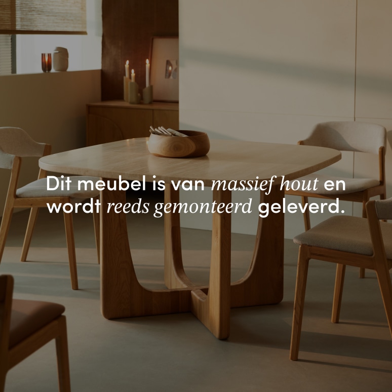 Mattia - Tafel in massief eikenhout en travertijn 4 pers.