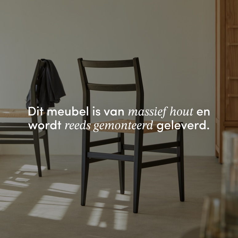 Clarisse - Stoel van zwart massief iepenhout met vlechtwerk
