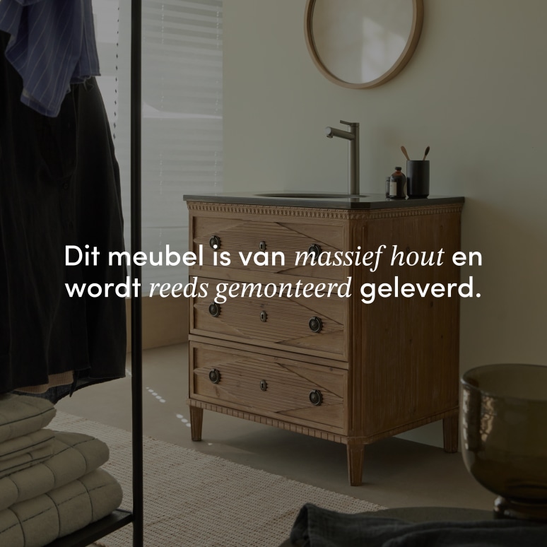 Emily -  Badkamermeubel van massief grenen en steen 80 cm