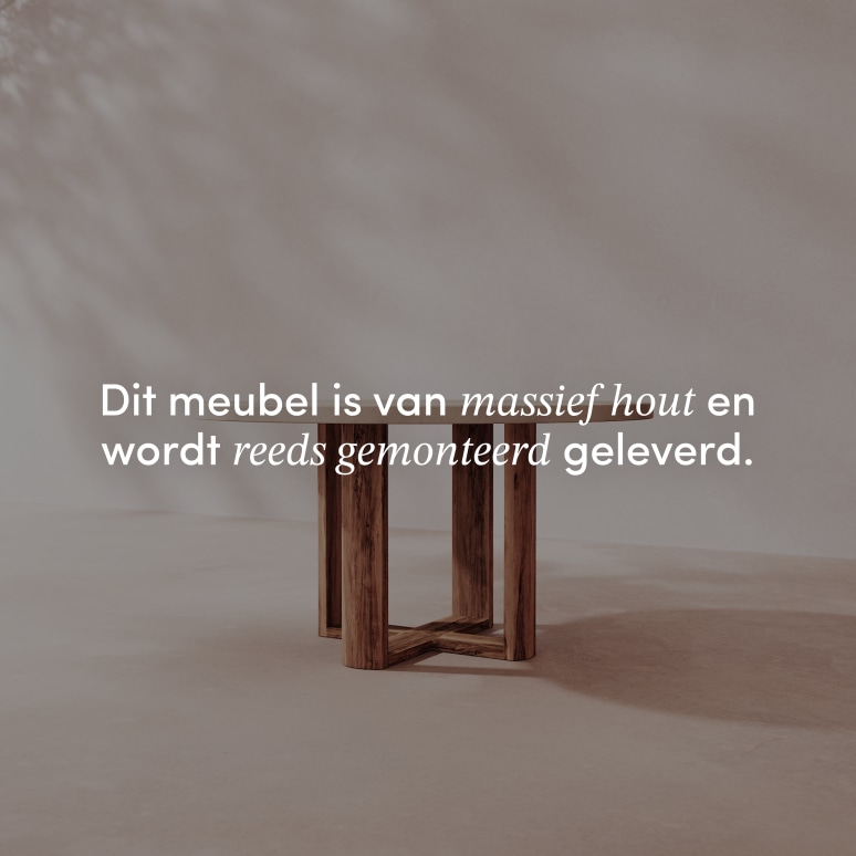 Rose May - Ronde tuintafel van massief acaciahout en ecrukleurig cement 4/6 pers.