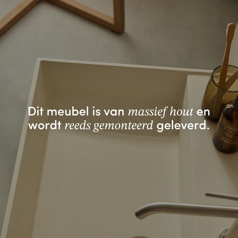 Margot - Badkamermeubel in massief hevea en beton 80 cm