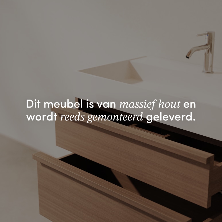 Margot - Badkamermeubel van massief hevea en terrazzo 80 cm