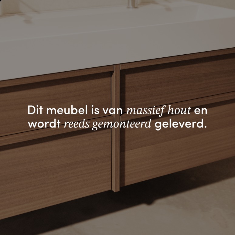 Margot - Badkamermeubel in massief hevea en terrazzo 120 cm