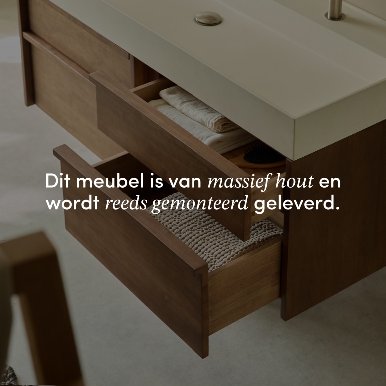 Margot - Badkamermeubel in massief hevea en beton 120 cm