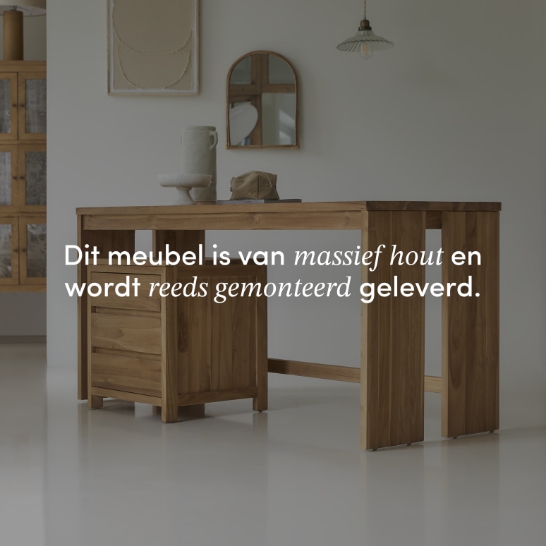 Eden - Bureau van massief teak met opbergkastje