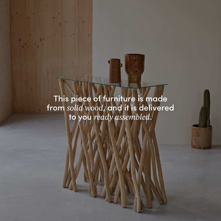 River - Hallway console table in solid teak D. 35 cm