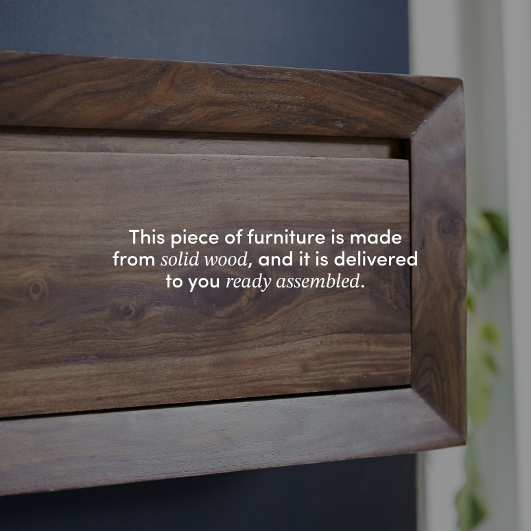 Villa - Wall-mounted hallway console table in solid rosewood D. 25 cm