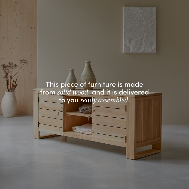 Minimalys - TV unit in solid teak - 155 cm