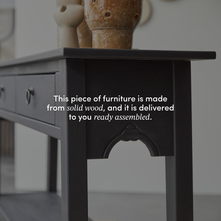 Thaki Black - Hallway console table in solid pine with 2 drawers D. 35 cm