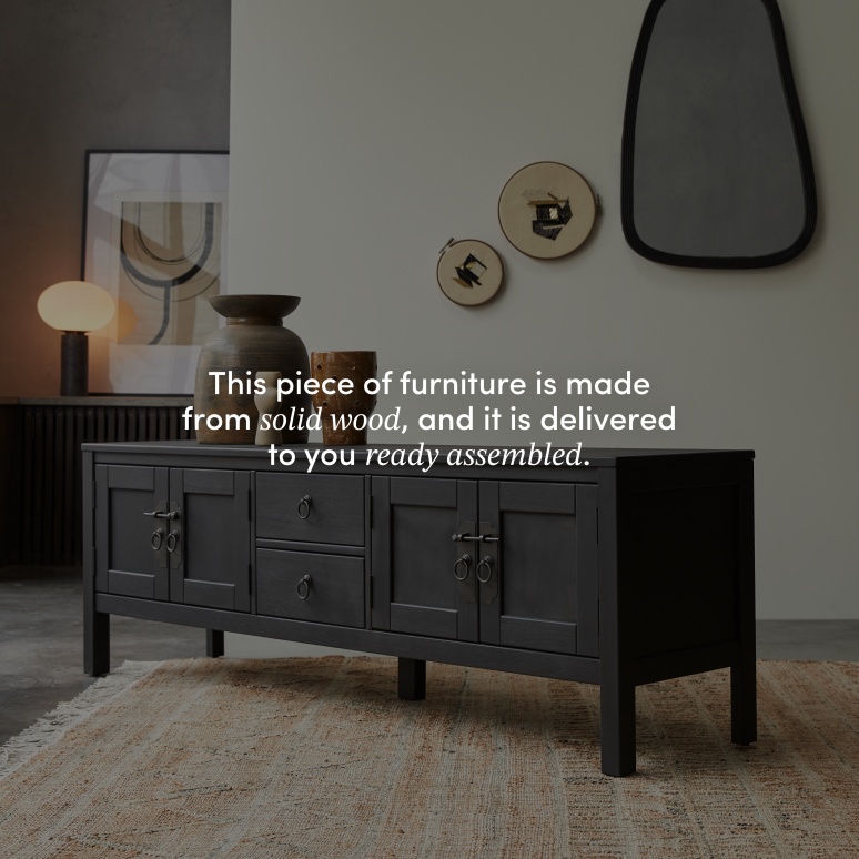 Thaki Black - Solid pine TV unit 170 cm