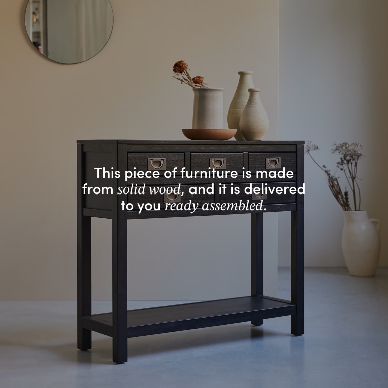 Klaten - Hallway console table in solid pine D. 35 cm