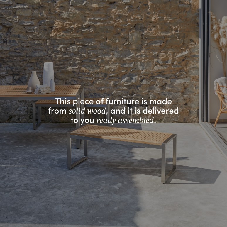 Arno - Solid teak and stainless steel garden Bench