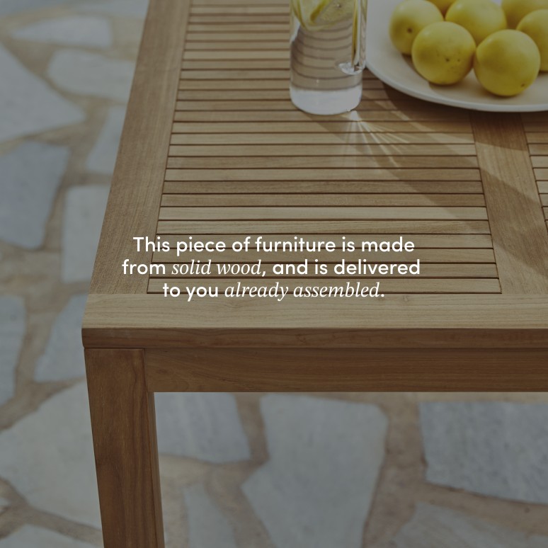 Téo - Solid teak garden set in solid teak and orange metal, 4 chairs