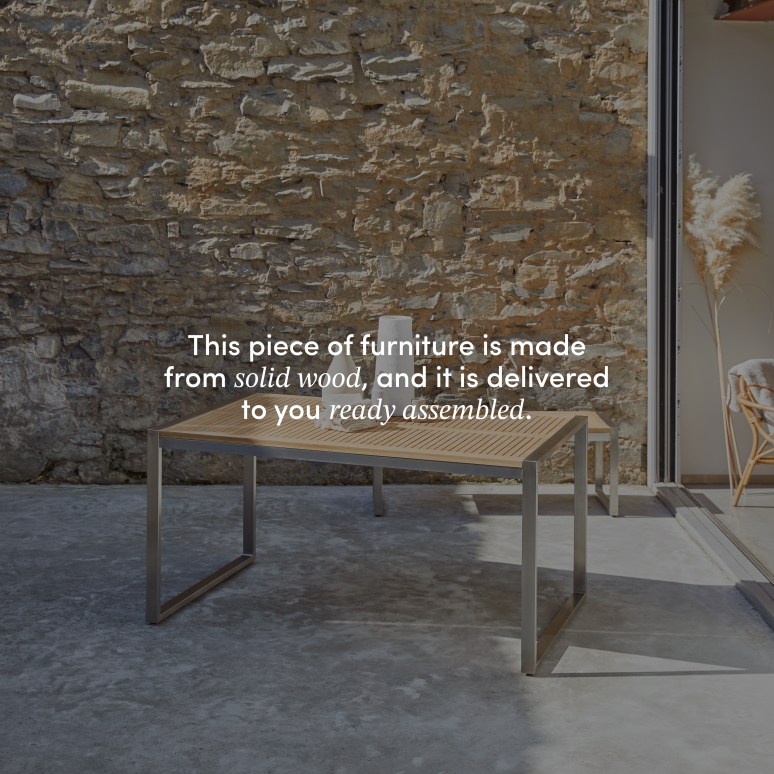 Arno - Solid teak and stainless steel garden table – seats 4 to 6 people