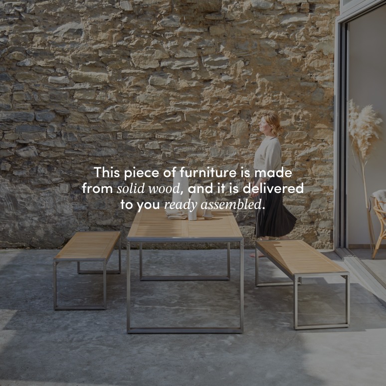 Arno - Solid teak and stainless steel garden set – seats 6